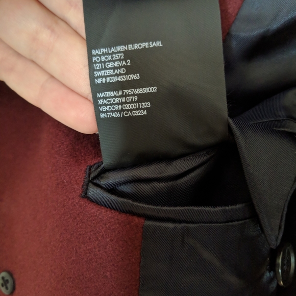 BNWT Club Monaco Manteaux Maroon wool jacket - Picture 8 of 8